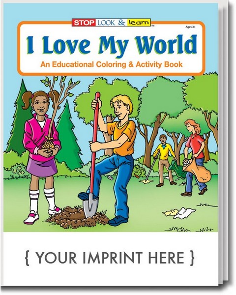 CS0310 I Love My World Coloring and Activity BOOK with Custom Imprint